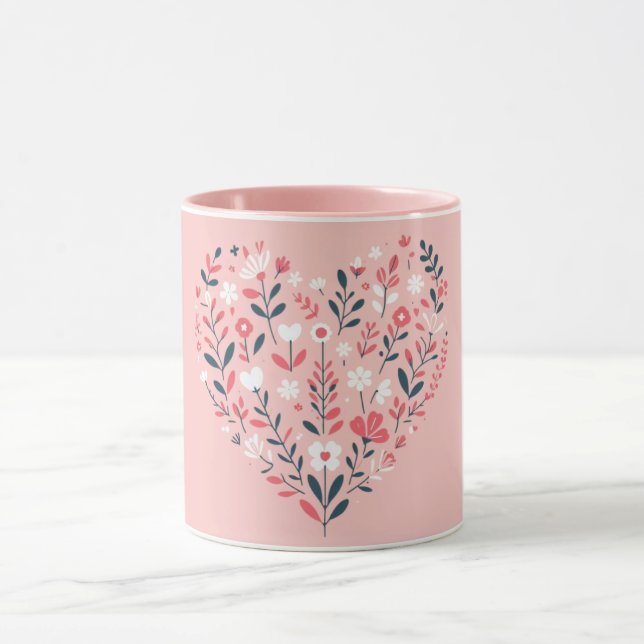 Valentine's Floral heart Mug (Center)