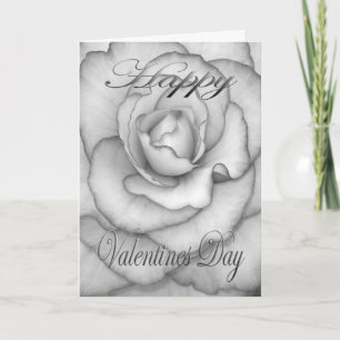 Valentines Flower white and black Holiday Card