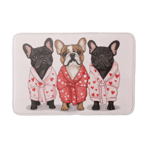Valentines French Bulldog Bath Mat