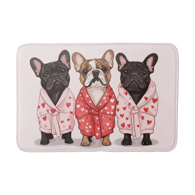Valentines French Bulldog Bath Mat (Front)
