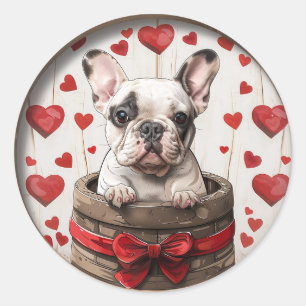 Valentines French Bulldog Classic Round Sticker