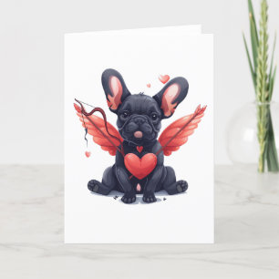 Valentines French Bulldog Cupid Holiday Card