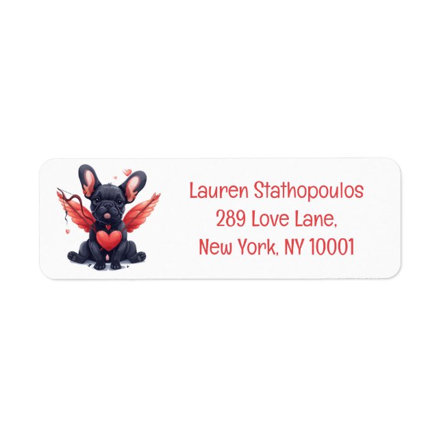 Valentines French Bulldog Cupid Return Address Label (Front)