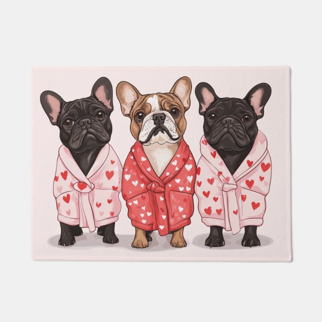 Valentines French Bulldog Doormat (Front)