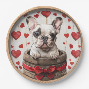 Valentines French Bulldog Paper Plate