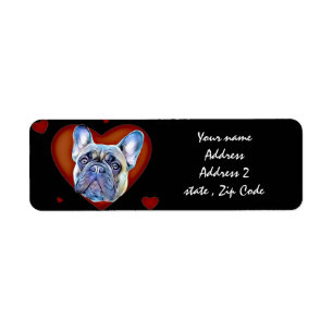 Valentines French Bulldog puppy Address Labels