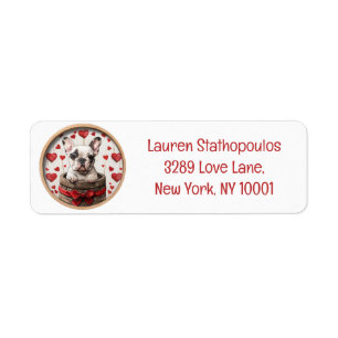 Valentines French Bulldog Return Address Label