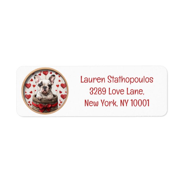 Valentines French Bulldog Return Address Label (Front)