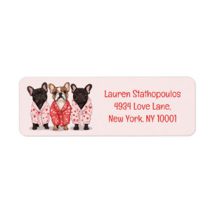 Valentines French Bulldog Return Address Label