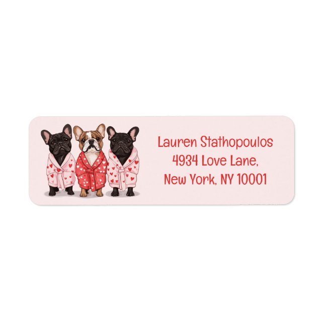 Valentines French Bulldog Return Address Label (Front)