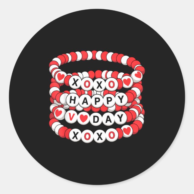 Valentines Friendship Bracelets Valentines Women K Classic Round Sticker (Front)