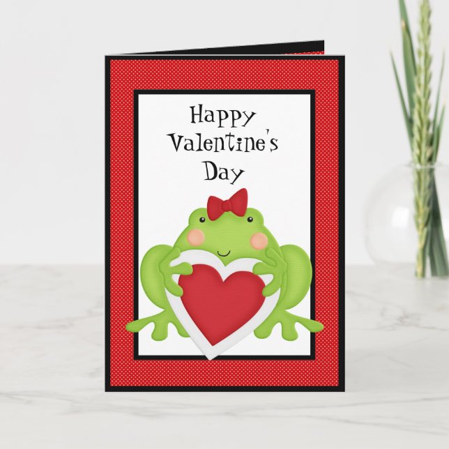 Valentines Frog Holiday Greeting card (Front)