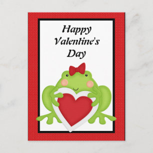 Valentines frog holiday greeting postcard