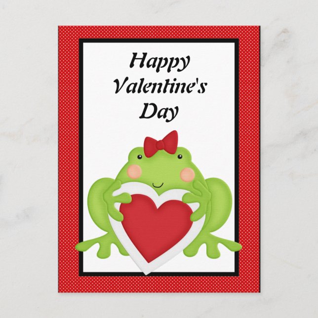 Valentines frog holiday greeting postcard (Front)