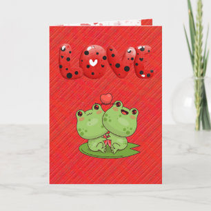 Valentines Frogs on Lily Pad Personalised Va Thank You Card