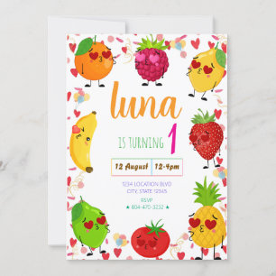 Valentine's Fruit Birthday Invitation