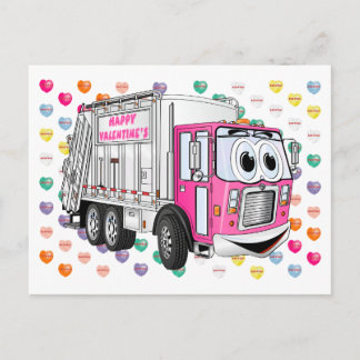 Valentine's Garbage Truck 3D Holiday Postcard