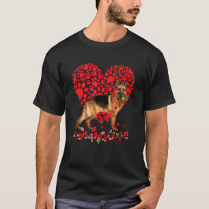 Valentines German Shepherd Heart Dog Dad Dog Mum T-Shirt
