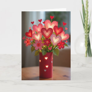 Valentines Glowing Hearts Card