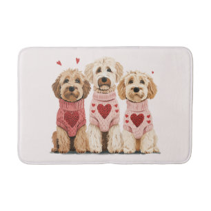 Valentines Goldendoodle Dogs Bath Mat