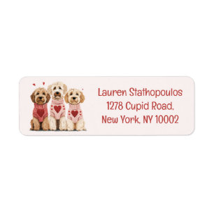 Valentines Goldendoodle Dogs Return Address Label