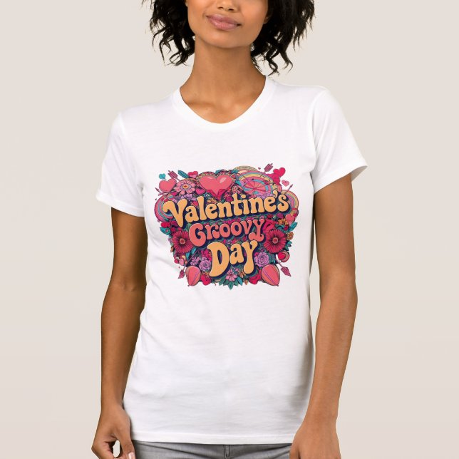 Valentine's groovy day, retro clipart T-Shirt (Front)