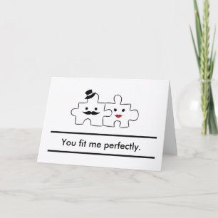 Valentines He&She card: You fit me perfectly Holiday Card