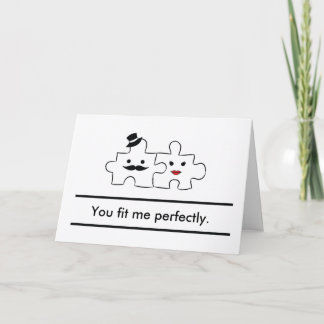 Valentines He&She card: You fit me perfectly Holiday Card
