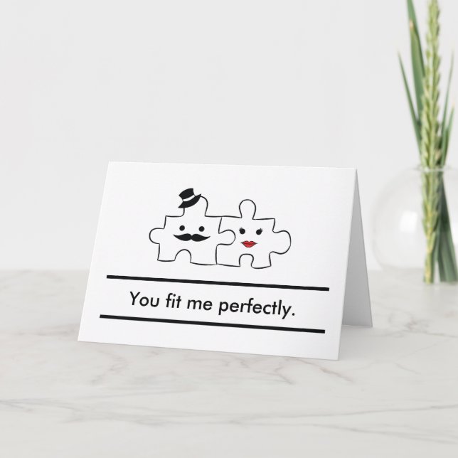 Valentines He&She card: You fit me perfectly Holiday Card (Front)