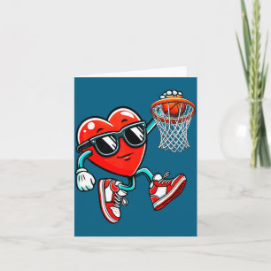 Valentine's Heart Basketball Funny Red Card