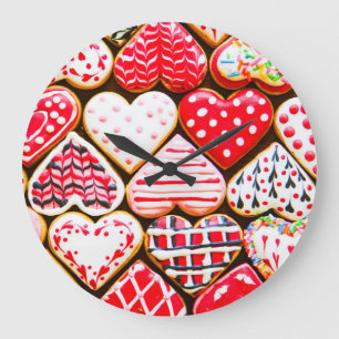 Valentine's Heart Cookies: Homemade Love. Large Clock