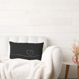 Valentines Heart Monogram Date Two-Tone Lumbar Cushion