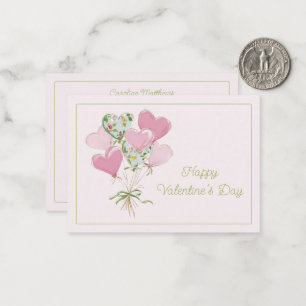Valentine's Heart Pink and Green Heart Balloons Card
