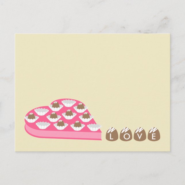 Valentine's Heart Shaped Box of Chocolate Candy Holiday Postcard (Front)