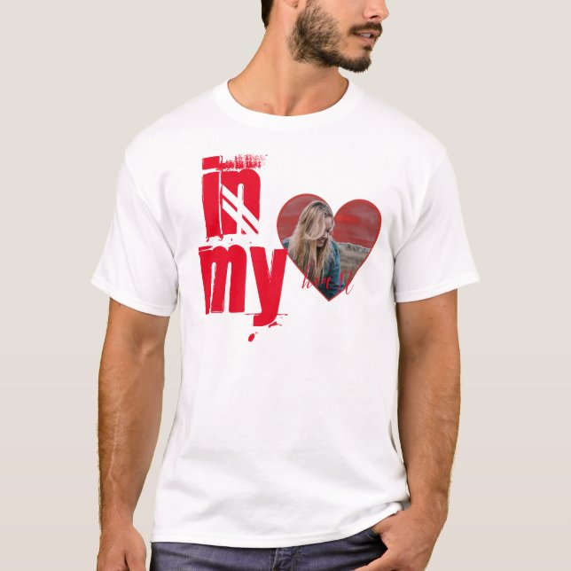 Valentine's Heart shaped personalised photo T-Shirt (Front)