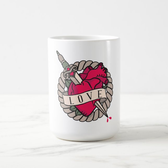 Valentine's Heart Tatoo Design Coffee Mug (Center)