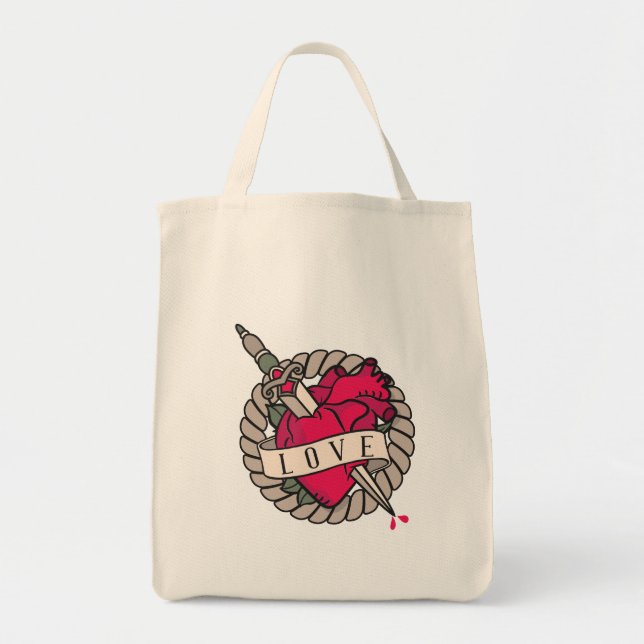 Valentine's Heart Tatoo Design Tote Bag (Front)