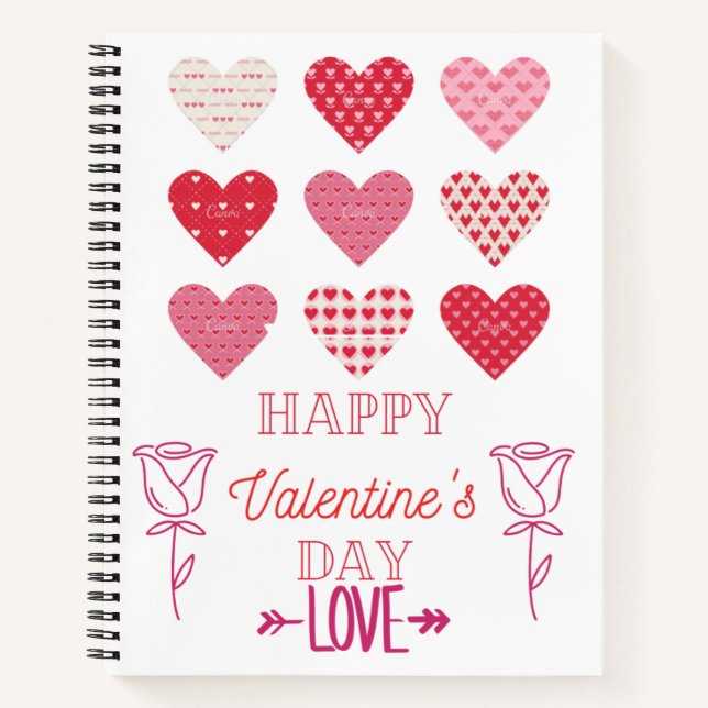 valentine's heart with love  notebook (Front)