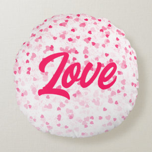 Valentine's Hearts and Love Round Cushion