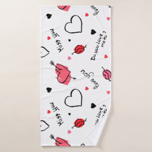 Valentine's Hearts Arrow Seamless Bath Towel