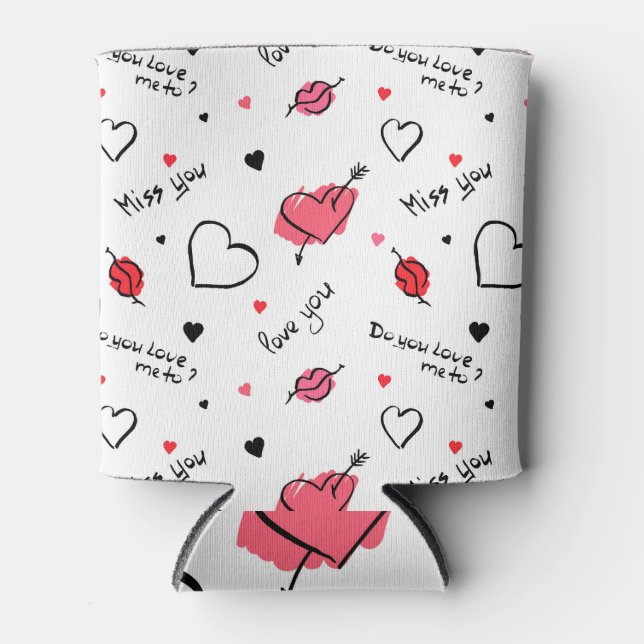 Valentine's Hearts Arrow Seamless Can Cooler (Front)