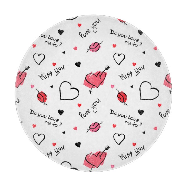 Valentine's Hearts Arrow Seamless Cutting Board (Front)