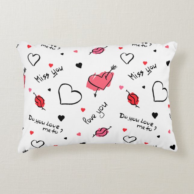 Valentine's Hearts Arrow Seamless Decorative Cushion (Front)