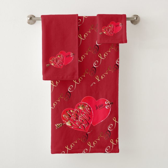 Valentine's Hearts Bath Towel Set (Insitu)