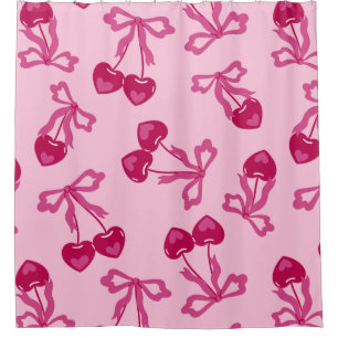 valentines hearts cherries bows love romantic shower curtain