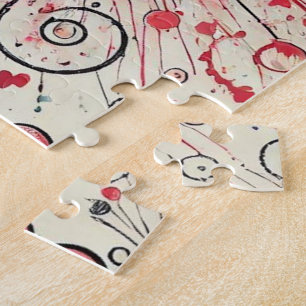 Valentines Hearts / Daisy / Splatter Art Jigsaw Puzzle