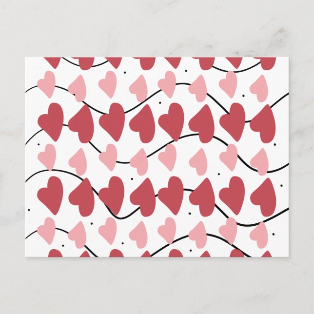 Valentines Hearts Doodles Dots Pattern      Postcard (Front)