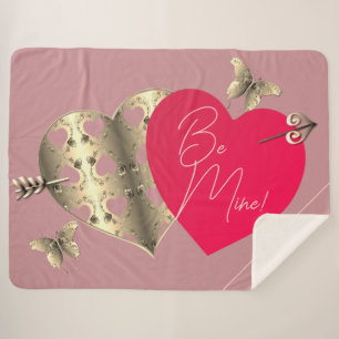 Valentine's Hearts Dusty Pink  Sherpa Blanket
