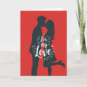 Valentines Hearts Kiss Couple Card