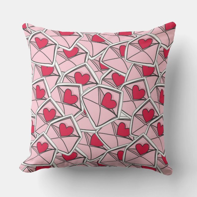 Valentine's Hearts on Envelopes Cushion (Front)